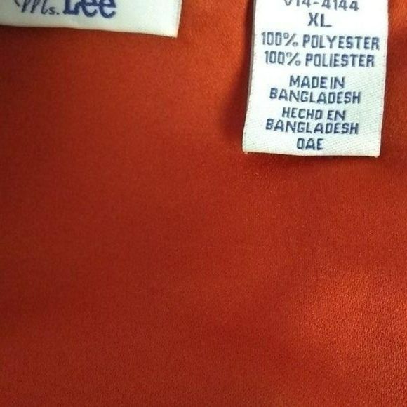 Ms. Lee Women's Vintage 90's Orange Button Down Long Sleeve Blouse Size XL - Picture 3 of 8